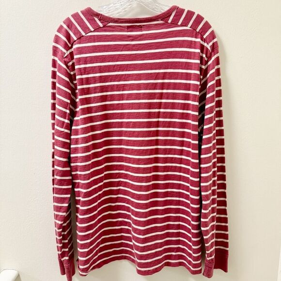 J.Crew Red White Striped Long Sleeve Tee Shirt Men’s Size L Cotton - Picture 2 of 4